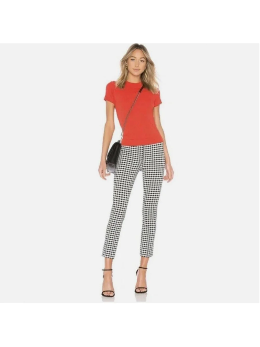 Theory Black + White Gingham Skinny Ankle Pants - Size 2